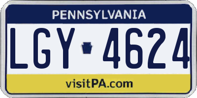 PA license plate LGY4624