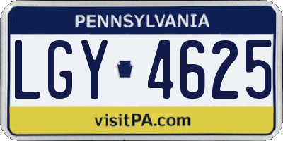 PA license plate LGY4625