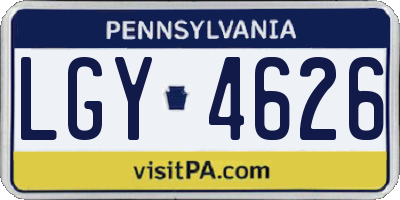 PA license plate LGY4626
