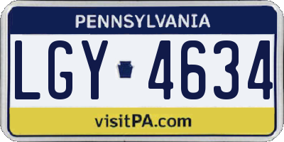 PA license plate LGY4634
