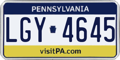 PA license plate LGY4645