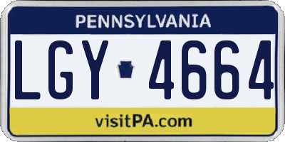 PA license plate LGY4664