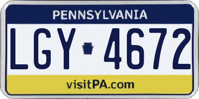 PA license plate LGY4672