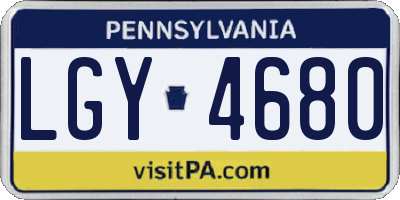 PA license plate LGY4680