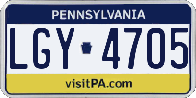 PA license plate LGY4705