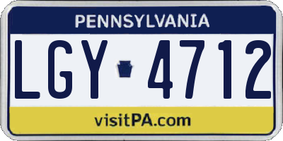 PA license plate LGY4712