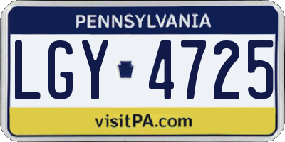 PA license plate LGY4725