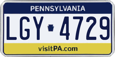 PA license plate LGY4729