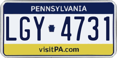 PA license plate LGY4731