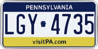 PA license plate LGY4735