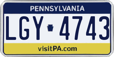 PA license plate LGY4743