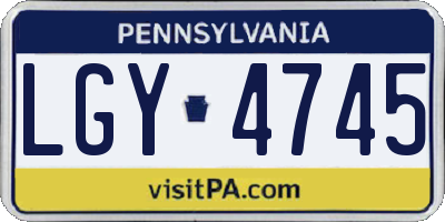 PA license plate LGY4745