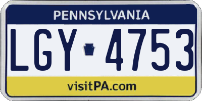 PA license plate LGY4753