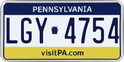 PA license plate LGY4754