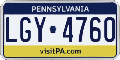 PA license plate LGY4760
