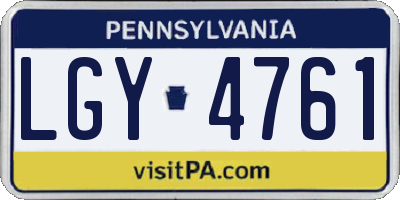 PA license plate LGY4761