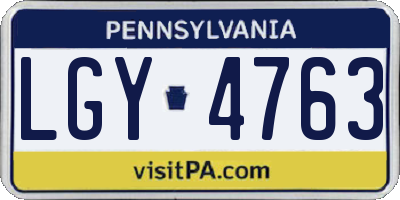 PA license plate LGY4763