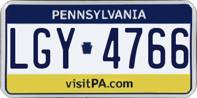 PA license plate LGY4766