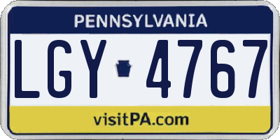 PA license plate LGY4767