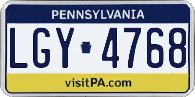 PA license plate LGY4768