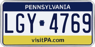 PA license plate LGY4769