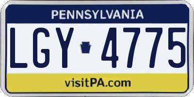 PA license plate LGY4775