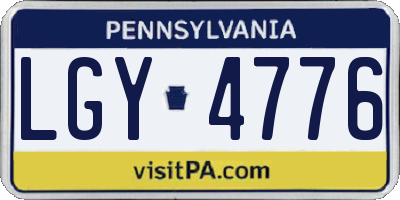 PA license plate LGY4776