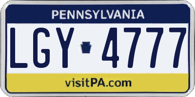 PA license plate LGY4777