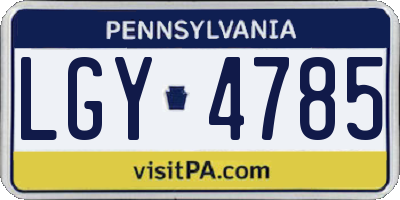 PA license plate LGY4785