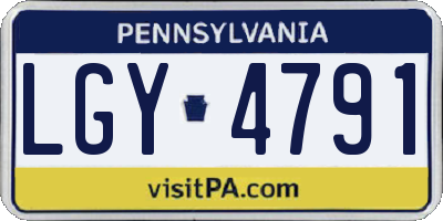PA license plate LGY4791