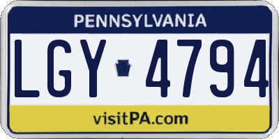 PA license plate LGY4794