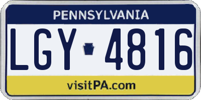 PA license plate LGY4816