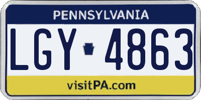 PA license plate LGY4863