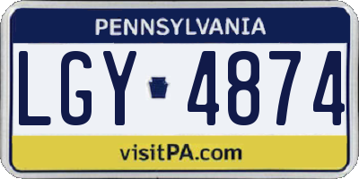PA license plate LGY4874