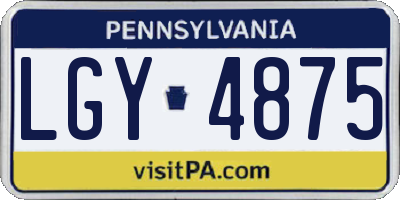PA license plate LGY4875