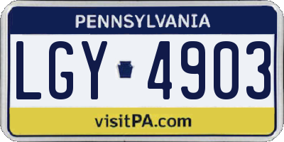 PA license plate LGY4903