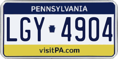 PA license plate LGY4904