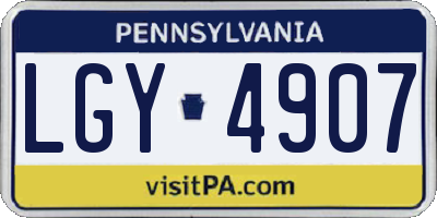 PA license plate LGY4907