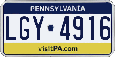 PA license plate LGY4916