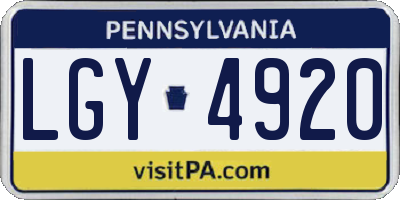 PA license plate LGY4920
