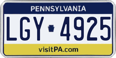 PA license plate LGY4925
