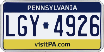 PA license plate LGY4926
