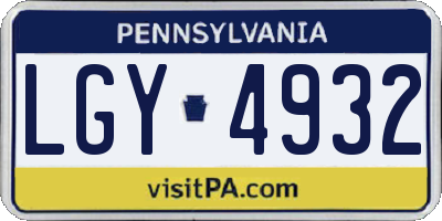 PA license plate LGY4932