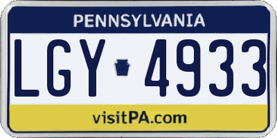 PA license plate LGY4933