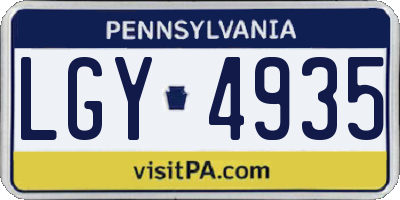 PA license plate LGY4935