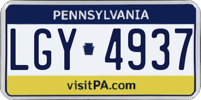PA license plate LGY4937