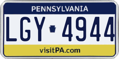 PA license plate LGY4944
