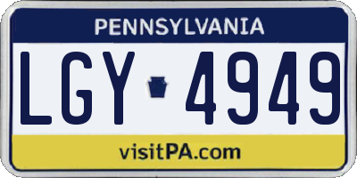 PA license plate LGY4949