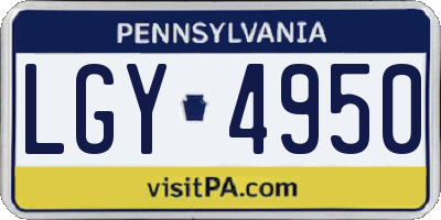 PA license plate LGY4950