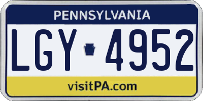 PA license plate LGY4952